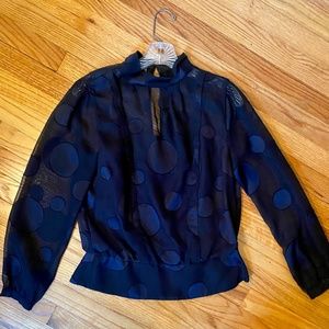 Karen Millen Navy Polka Dot Blouse US 8